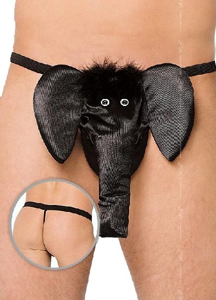 Мужские cтринги «Слоник», черные (S/L)