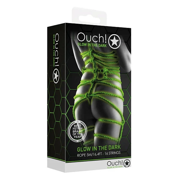 Веревка для бондажа «OUCH!» светящаяся в темноте, 5 м