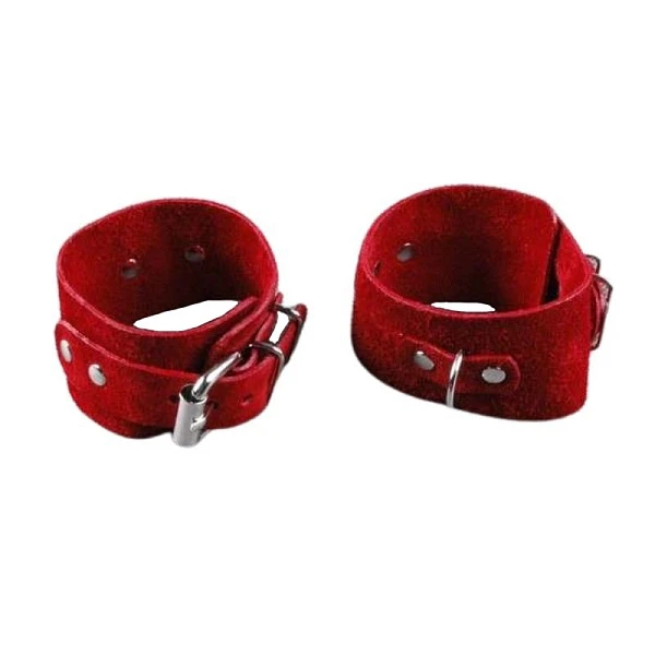 Наручники узкие велюровые «Beastly», красные
