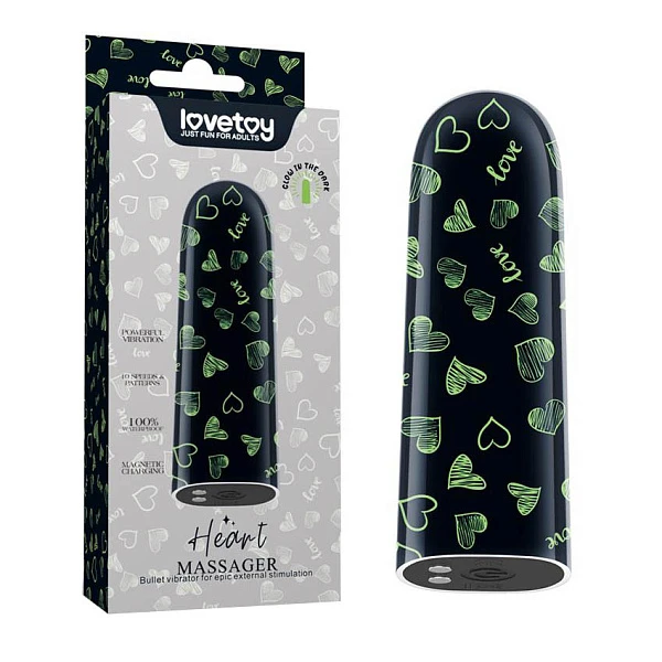 Вибропуля «Heart» светящаяся в темноте