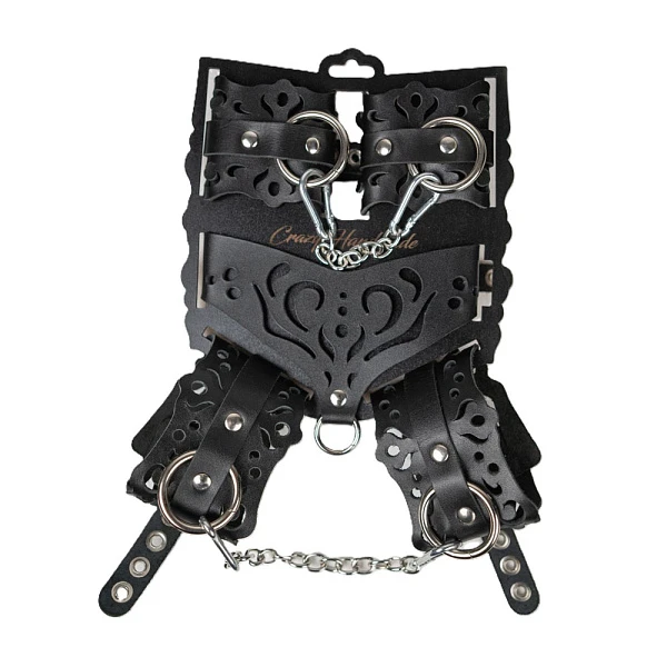 Ажурный набор с оковами, наручниками, ошейником «Crazy HandMade»