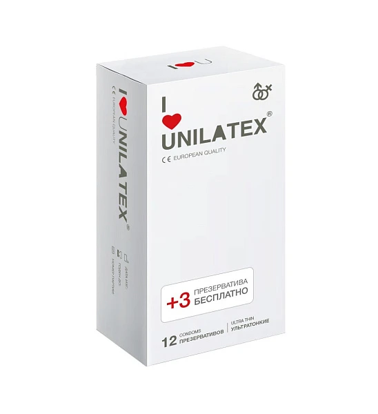 Презервативы «UNILATEX Ultrathin» ультратонкие №12+3