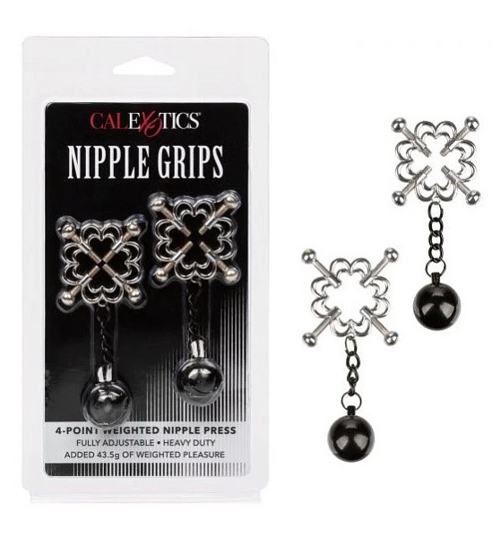 Металлические зажимы для сосков с бусинами «Crossbar Nipple Vicess»