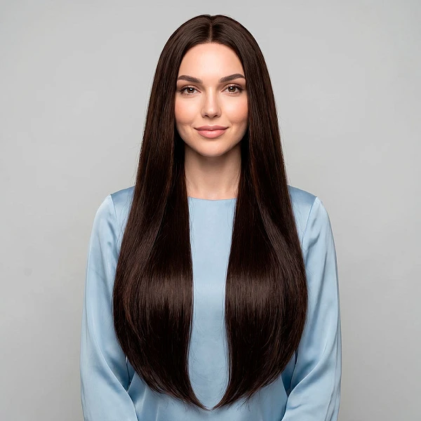 Парик женский длинный черный без челки