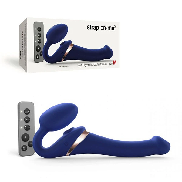 Стимулятор «STRAP-ON-ME» с вибрацией и клиторальной стимуляцией, размер M