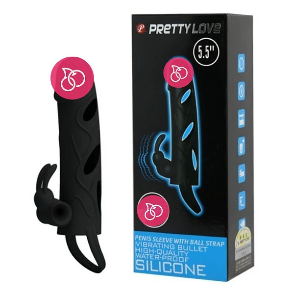 Закрытая насадка с вибрацией с клиторальным стимулятором «Pretty Love»