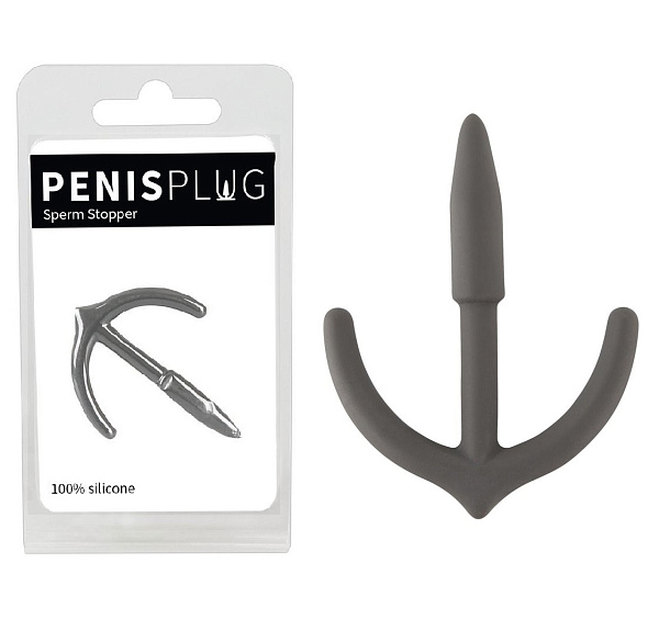 Стимулятор уретры с ограничителем «Penis Plug Sperm Stopper», серый