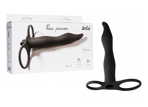 Вибронасадка для двойного проникновения «Pure Passion Flirtini Black»