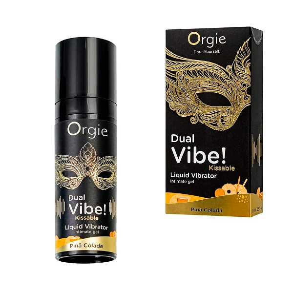 Съедобный гель с эффектом вибрации «Dual vibe! - kissable», со вкусом пина колада, 15 мл