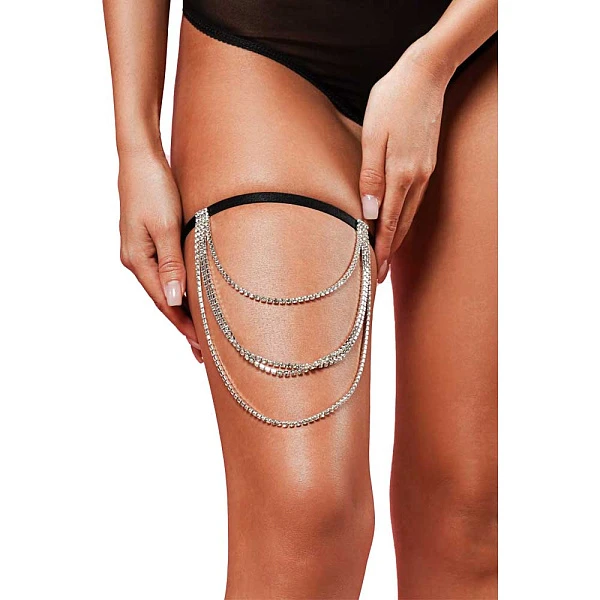 Подвязка на ногу «Amor El» с декоративной цепочкой, черная