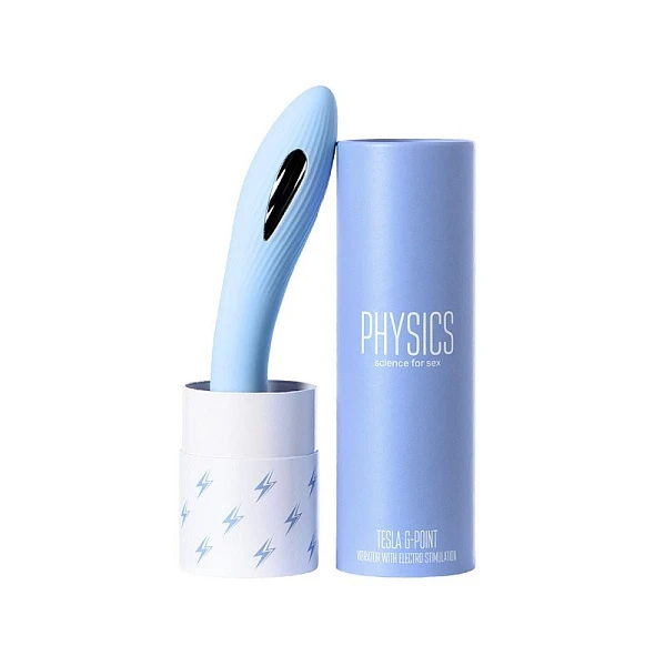 Вибратор для точки G с электростимуляцией «PHYSICS TESLA G-POINT», голубой