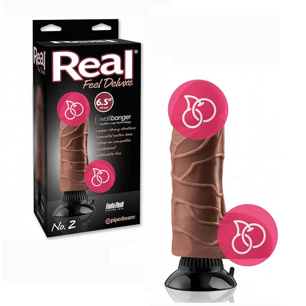 Вибратор «Real Feel Deluxe N2 6,5"» на присоске, мулат