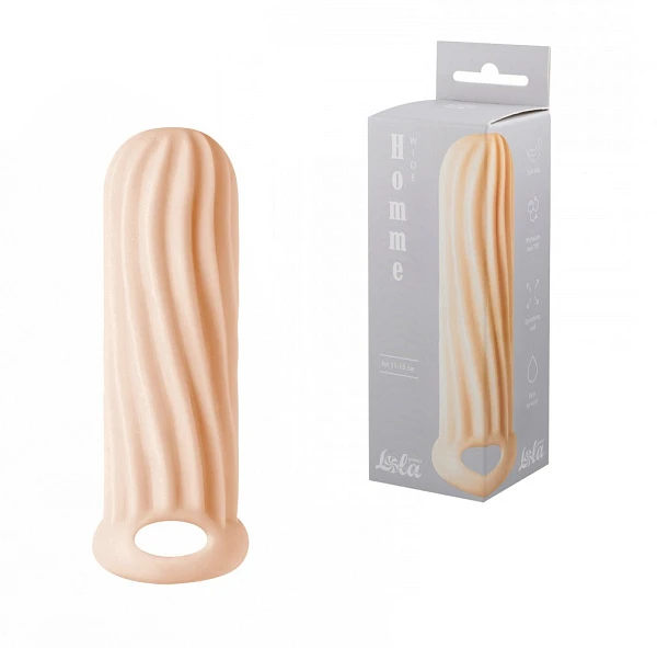 Увеличивающая насадка «Homme Wide Flesh» с кольцом для мошонки