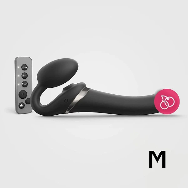 Вибрострапон "Multi Orgasm" с клиторальным стимулятором, M, черный