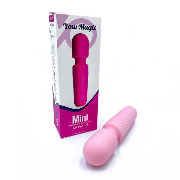 Мини-вибратор «Mini» с рельефом в виде полос, светло-розовый