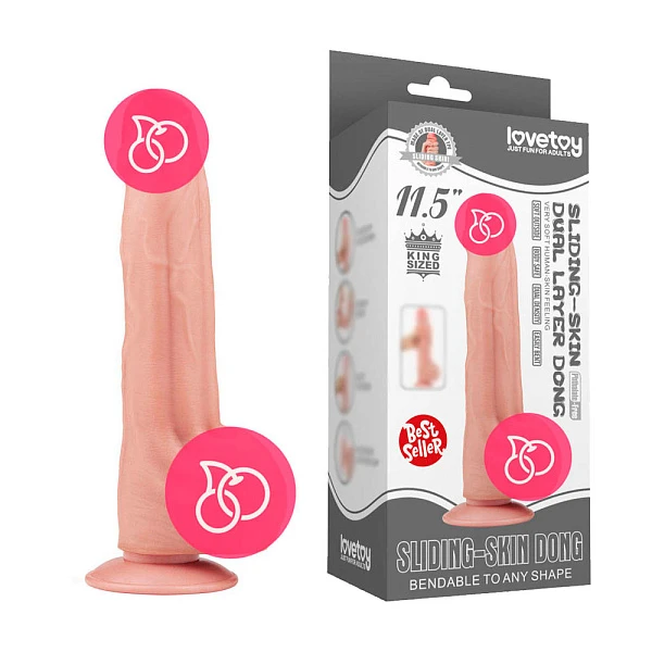 Большой фаллоимитатор «Sling-skin Dong 11.5» с подвижной кожей, телесный