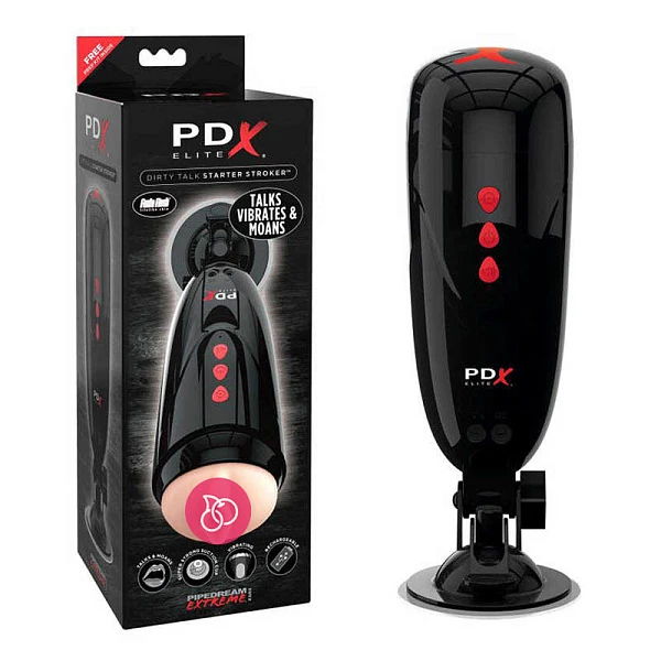 Мастурбатор-вагина в тубе с голосом и вибрацией «PDX ELITE Dirty Talk Starter»