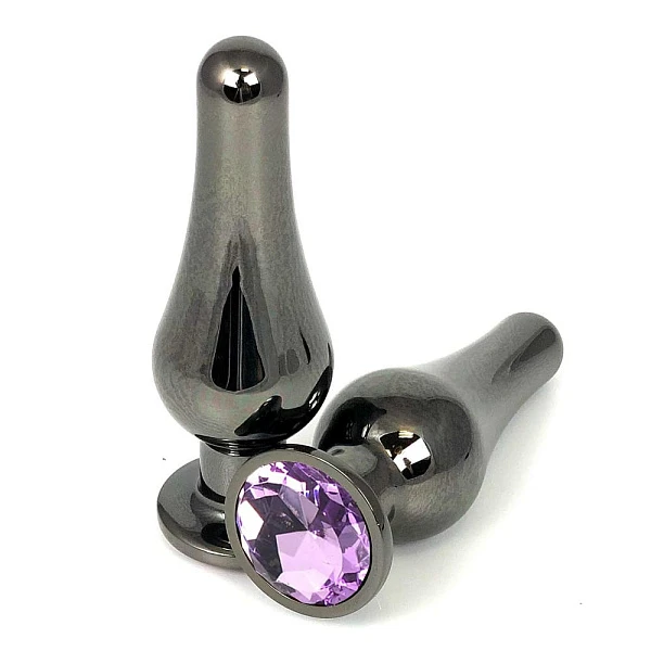 Темная анальная пробка-танго «Hot Sparks» с лиловым кристаллом