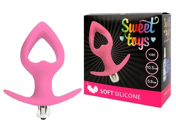 Анальная пробка с вырезом и вибрацией «Sweet Toys», розовая