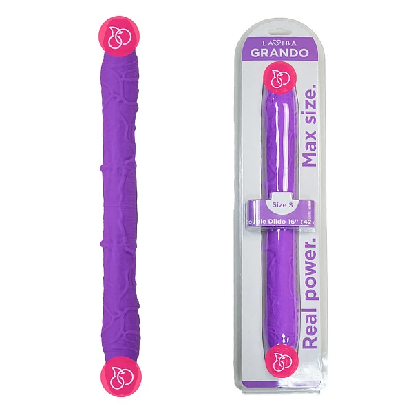 Фаллоимитатор двухстороний LaViba Grando 16'', фиолетовый
