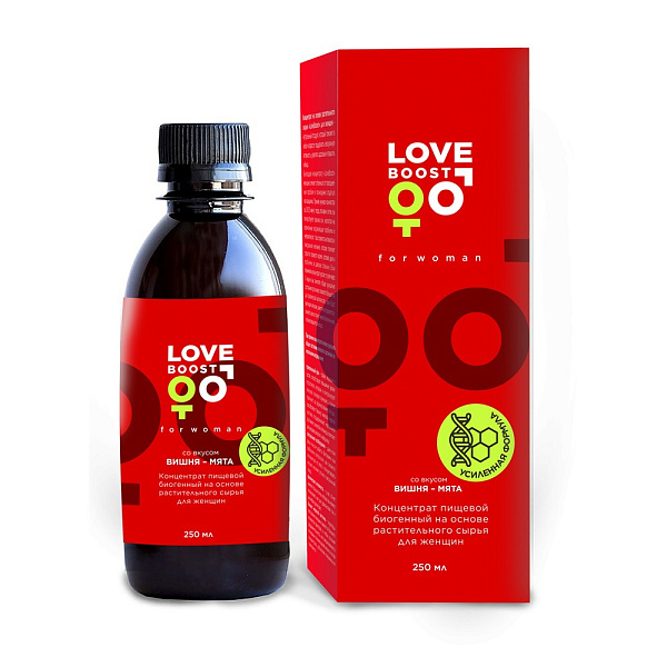 Концентрат возбуждающего напитка «LoveBoost Вишня-Мята» для женщин, 250 мл