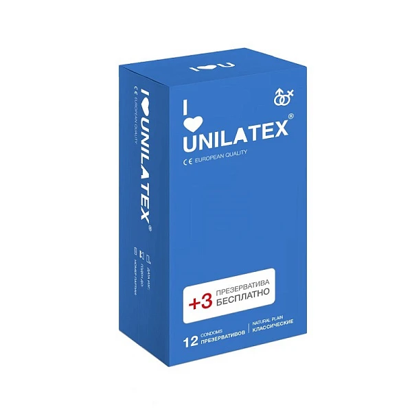 Презервативы «UNILATEX Natural Plain» классические №12+3