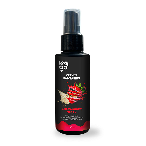Съедобный гель «LoveBoost Velvet Fantasies Strawberry Spark», 100 мл