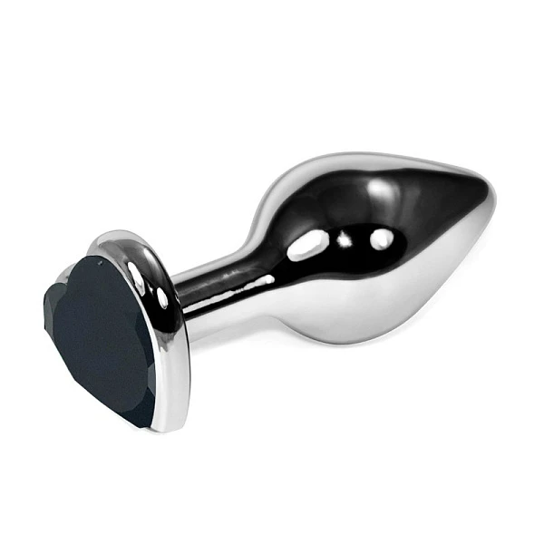 Анальная пробка «Hot Sparks» с черным кристаллом в форме сердца