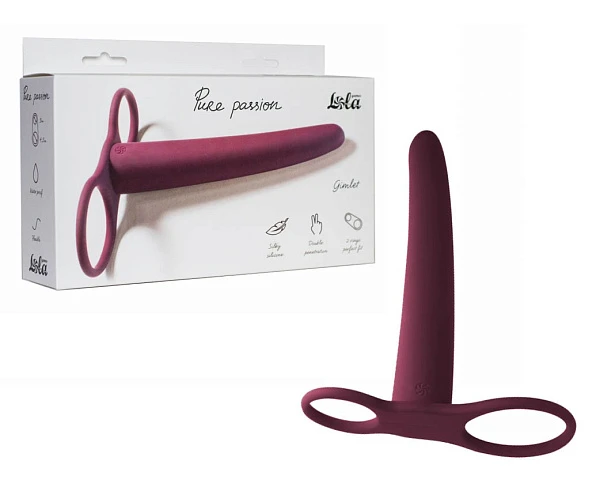 Насадка для двойного проникновения «Pure Passion Gimlet», бордовый