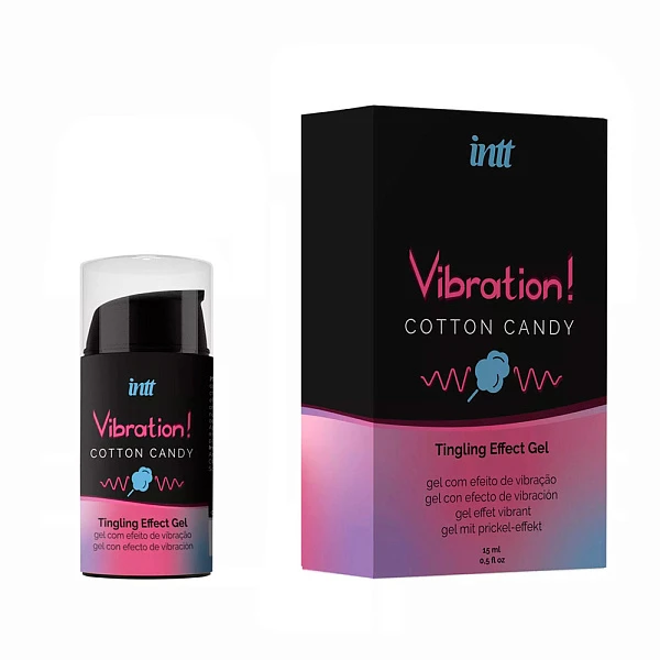 Жидкий вибратор «Vibration! Cotton Candy», интимный гель со вкусом сладкой ваты, 15 мл