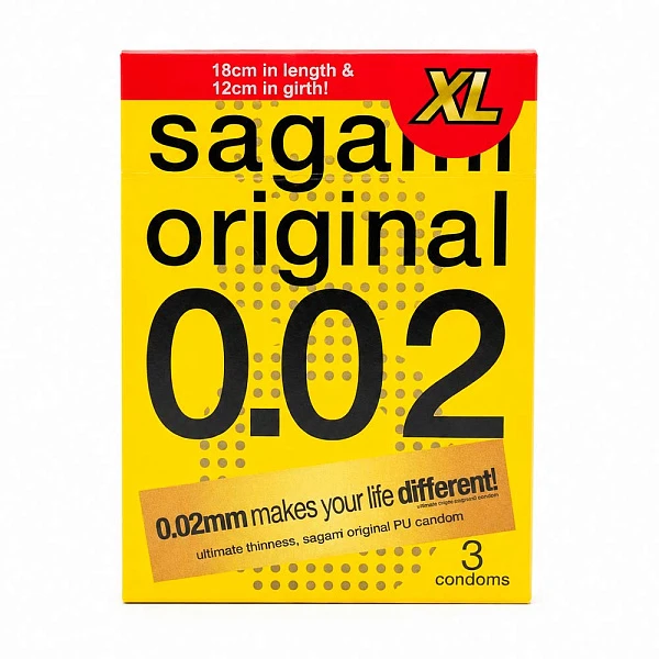 Полиуретановые презервативы «SAGAMI Original 0.02», размер XL, №3