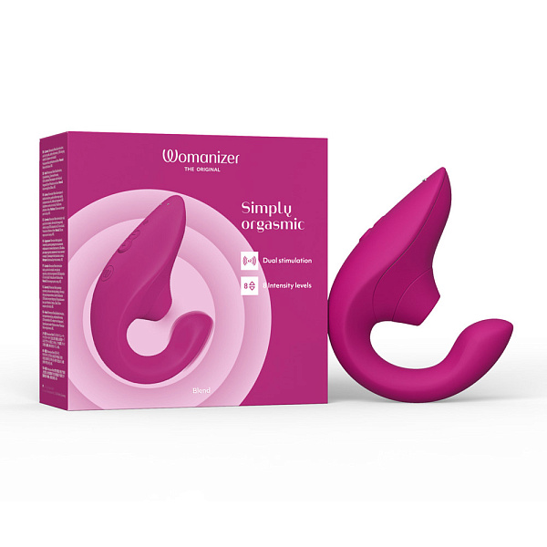 Вибратор для зоны G c клиторальной стимуляцией «Womanizer Blend», малиновый