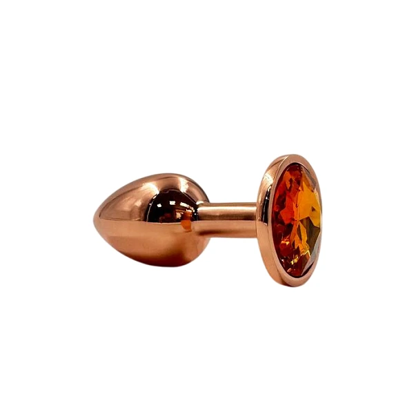 Бронзовая анальная пробка «LaViba» с оранжевым кристаллом, размер S