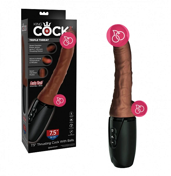 Реалистичный вибратор «Pipedream King Cock 7.5"» с мошонкой