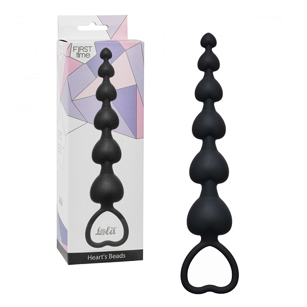 Анальная цепочка «Heart's Beads», черная