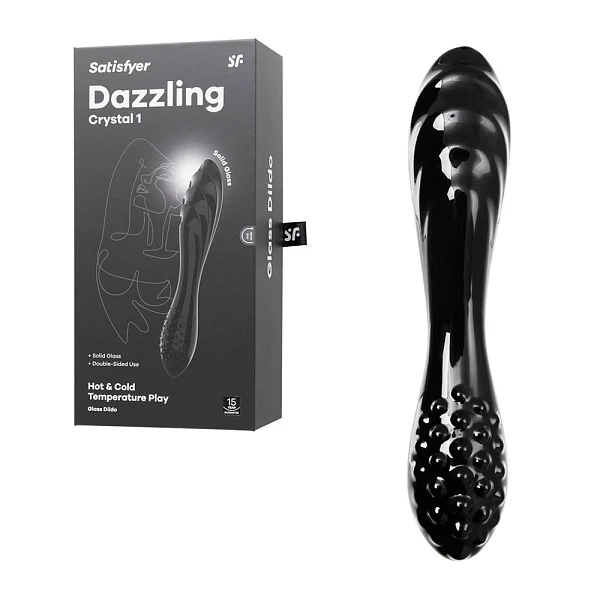 Двусторонний стимулятор «Dazzling Crystal» из стекла, черный