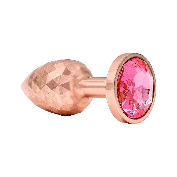 Бронзовая анальная пробка «Disco Plug» с светло-розовым кристаллом