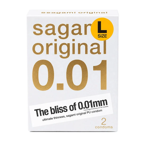 Полиуретановые презервативы «SAGAMI Original 0.01», размер L, №2