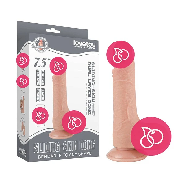Реалистичный фаллоимитатор «Sling-skin Dong 7.5» с подвижной кожей, телесный