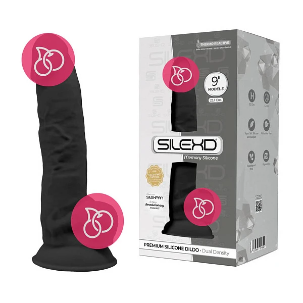 Фаллоимитатор на присоске с мошонкой «SileXD Model 3» 9", черный