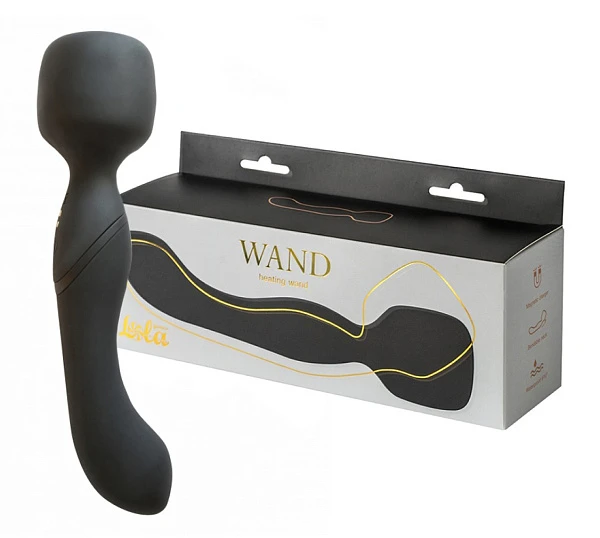 Двусторонний вибромассажер «Heating Wand» с нагревом, черный