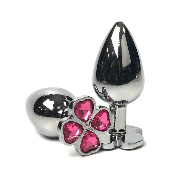 Анальная пробка «Hot Sparks» с розовым кристаллом в виде клевера, размер S