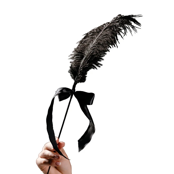 Щекоталка с перьями черного цвета