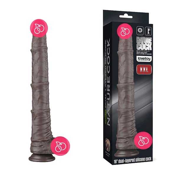 Фаллоимитатор-гигант «Dual Layered Bendable Silicone Cock XXL 16», черный