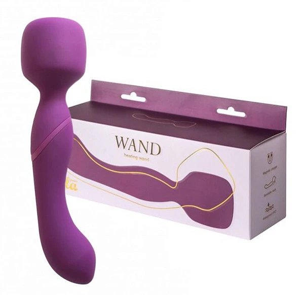Двусторонний вибромассажер «Heating Wand» с нагревом, пурпурный