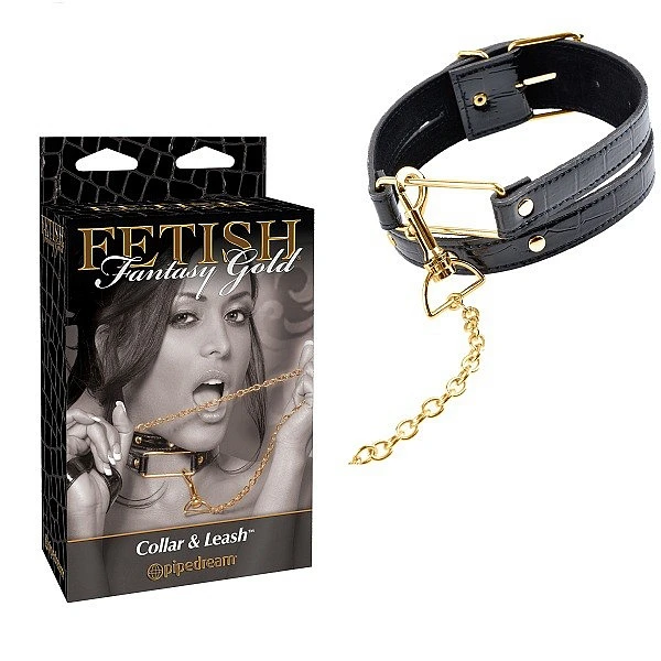Ошейник с поводком «Fetish Fantasy Gold Collar & Leash»