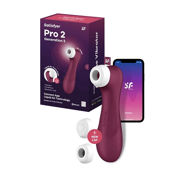 Вакуумно-волновой вибростимулятор «Satisfyer Pro 2 Generation 3 + APP», бордовый