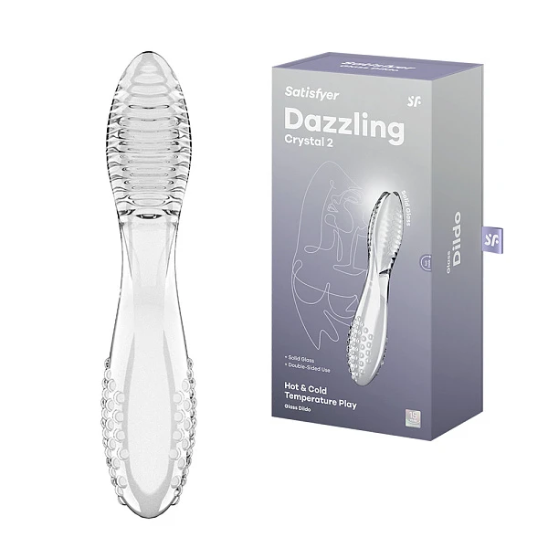 Двусторонний стимулятор «Dazzling Crystal 2» из стекла, белый
