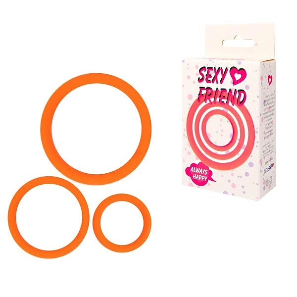 Набор из трех колец для пениса «Sexy Friend», оранжевые