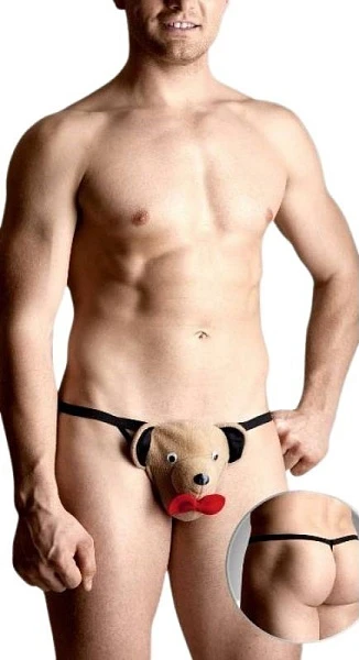 Игровые cтринги «Мишка» бежевые (S/L)